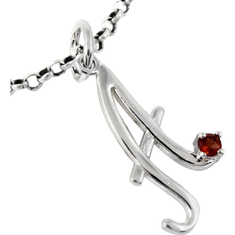 Garnet Gemstone 925 Sterling Silver A Letter Pendant