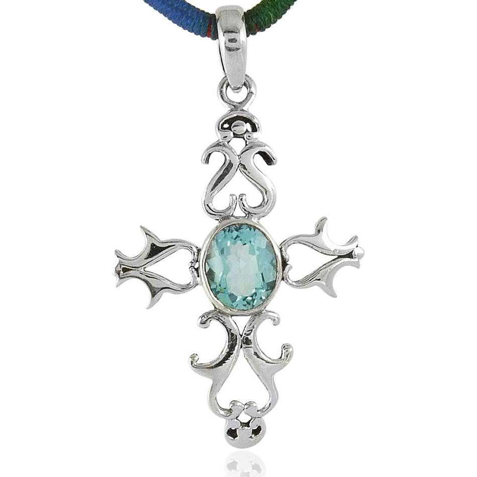 Awesome 925 Silver Blue Topaz Pendant