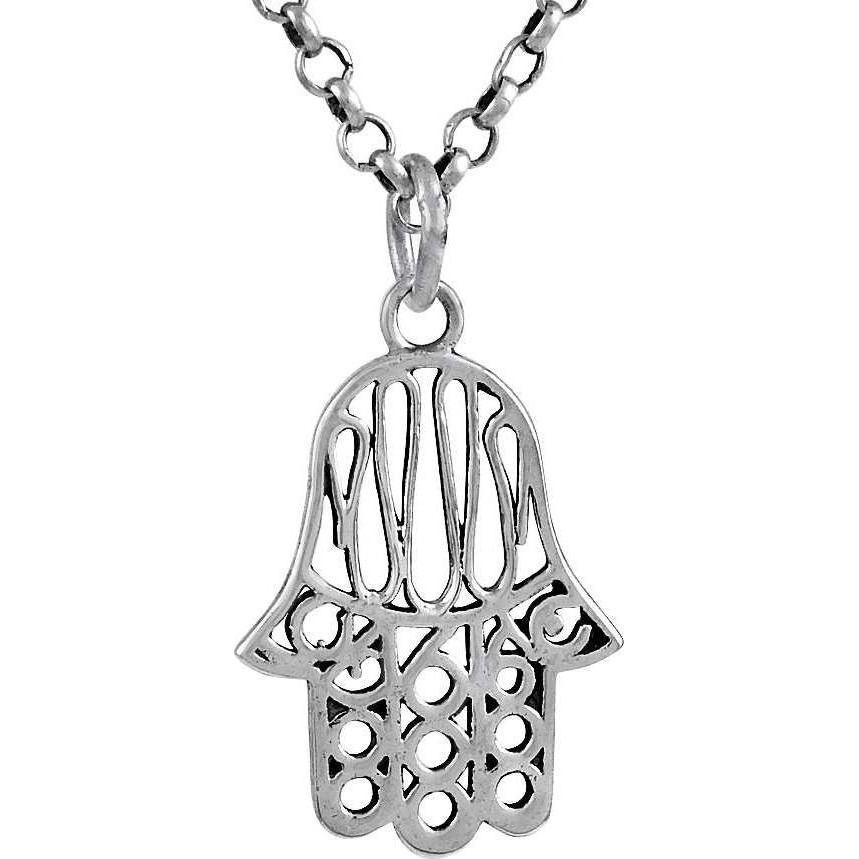 Abstract  925 Sterling Silver Hamsa Pendant