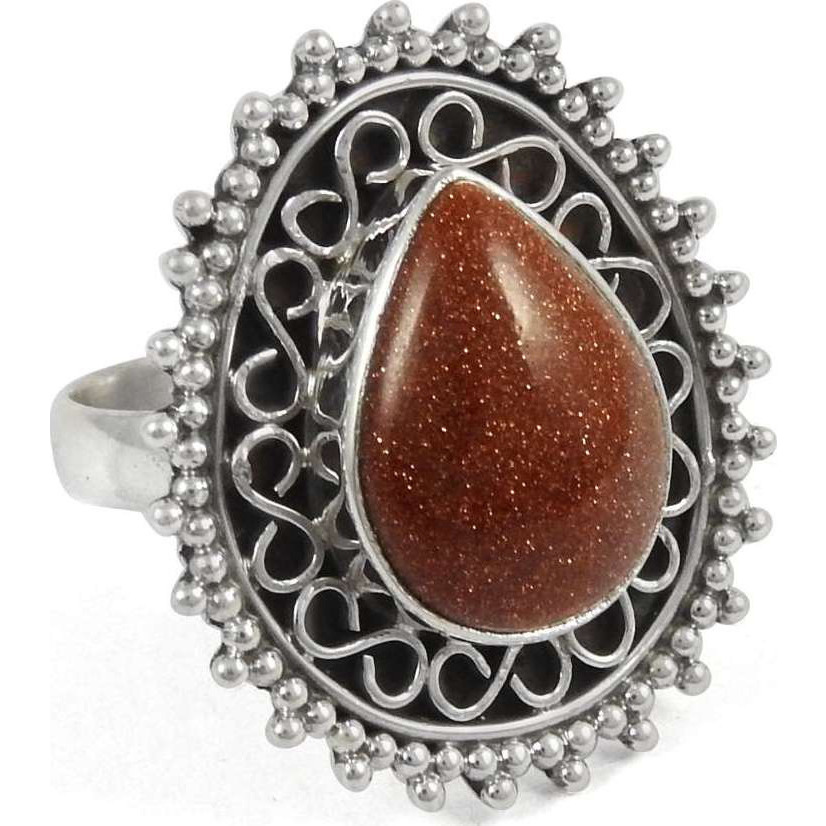Exclusive  925 Sterling Silver Red Sunstone Ring