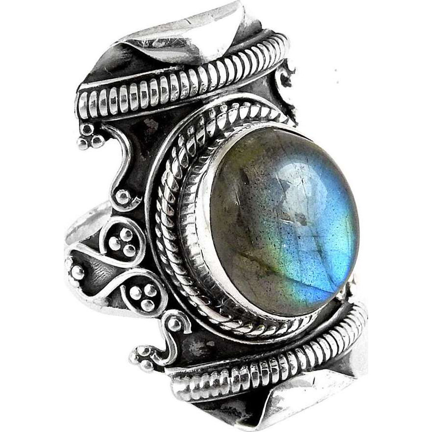 High Work Quality Labradorite 925 Sterling Silver Rings