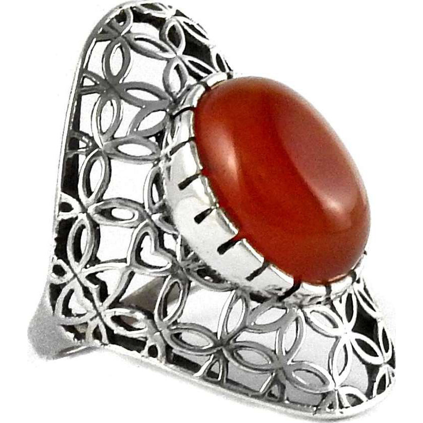 Simple Orange Carnelian 925 Silver Ring
