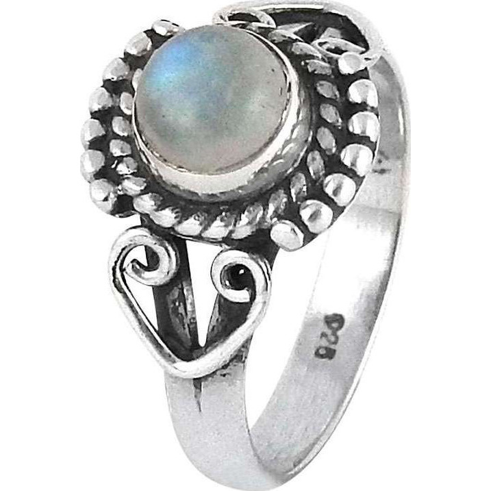 Delicate 925 Silver Rainbow Moonstone Ring