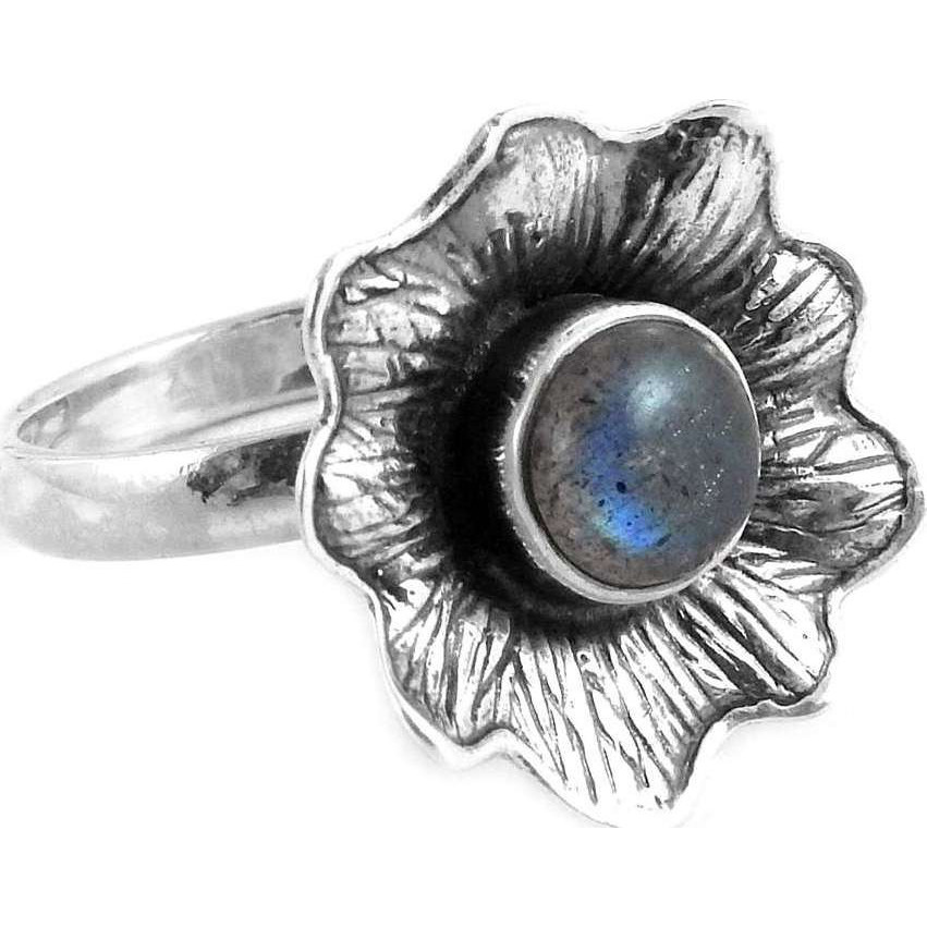 Franqipani Queen! 925 Silver Labradorite Ring