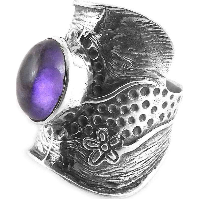 High Work Quality! 925 Silver Amethyst Ring