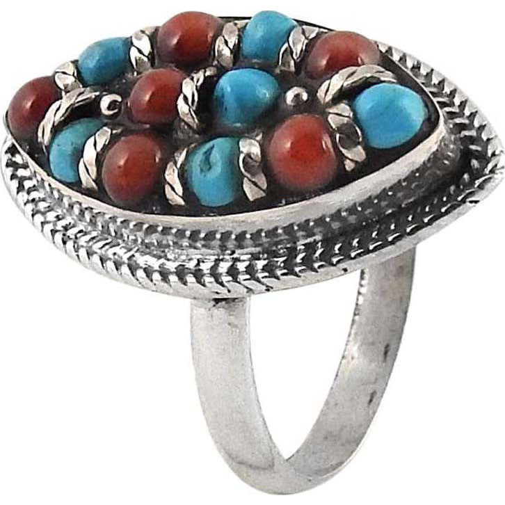 Deluxe Coral, Turquoise 925 Sterling Silver Rings