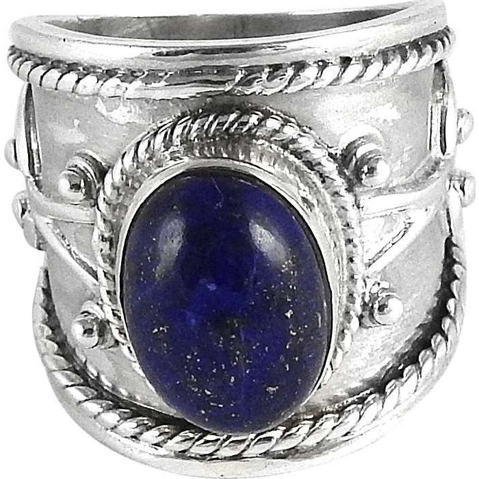 Two Tones Royal Dark Lapis 925 Sterling Silver Ring