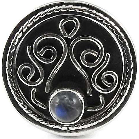Big Delicate 925 Sterling Silver Rainbow Moonstone Ring