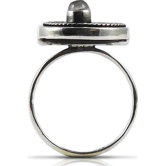 Big Delicate 925 Sterling Silver Rainbow Moonstone Ring