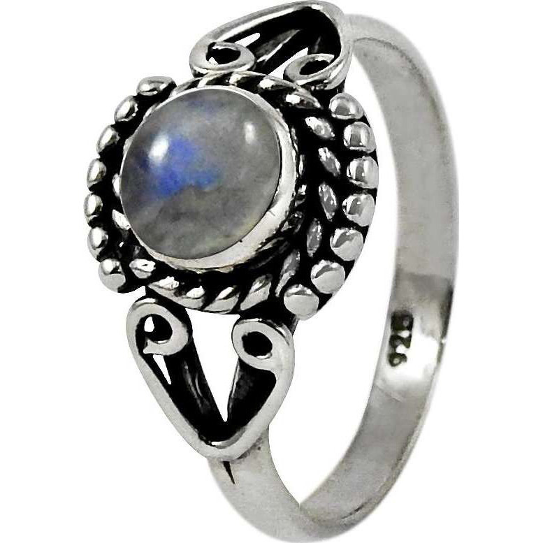 Stylish Design ! 925 Sterling Silver Rainbow Moonstone Ring
