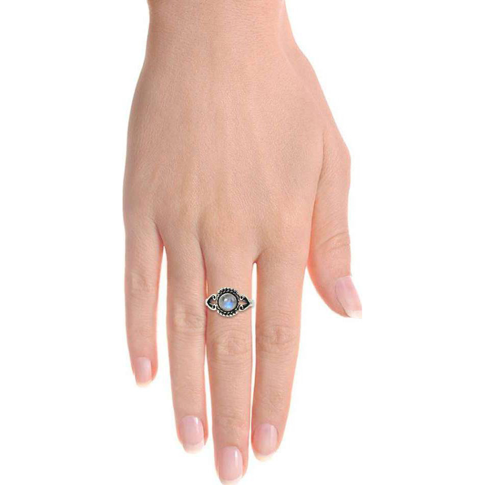 Stylish Design  925 Sterling Silver Rainbow Moonstone Ring