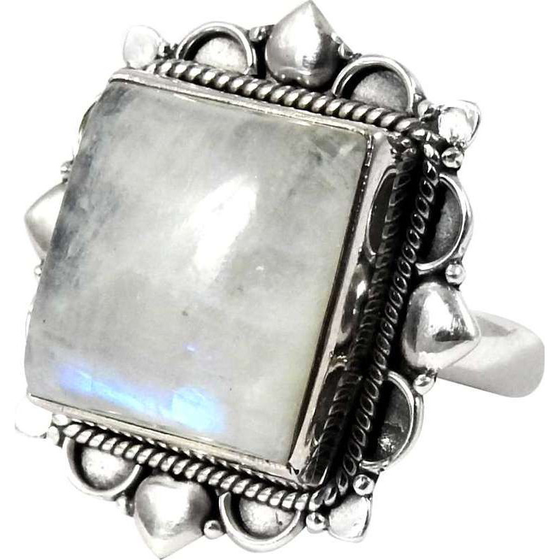 Spectacular Design Rainbow Moon Stone 925 Sterling Silver Rings
