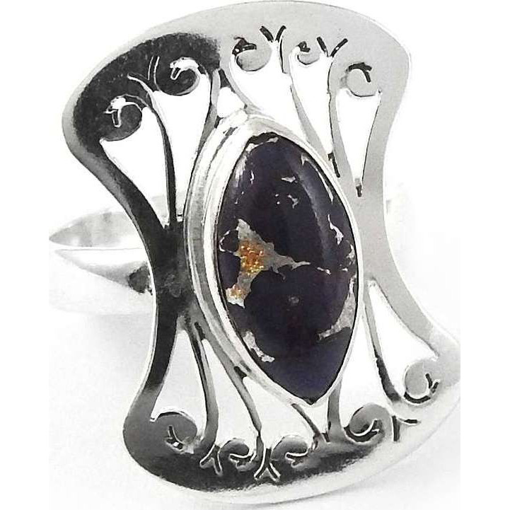 Passionate Modern Style Of ! 925 Sterling Silver Purple Copper Turquoise Ring