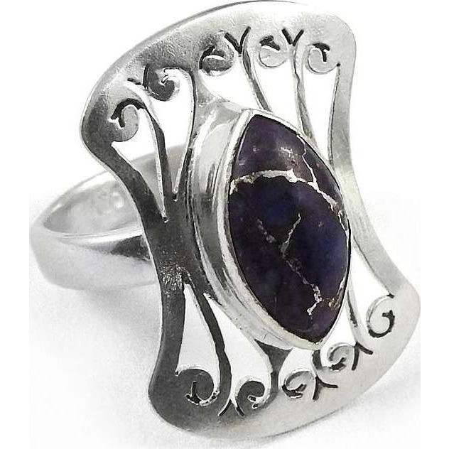 Fantastic Quality Of ! 925 Sterling Silver Purple Copper Turquoise Ring