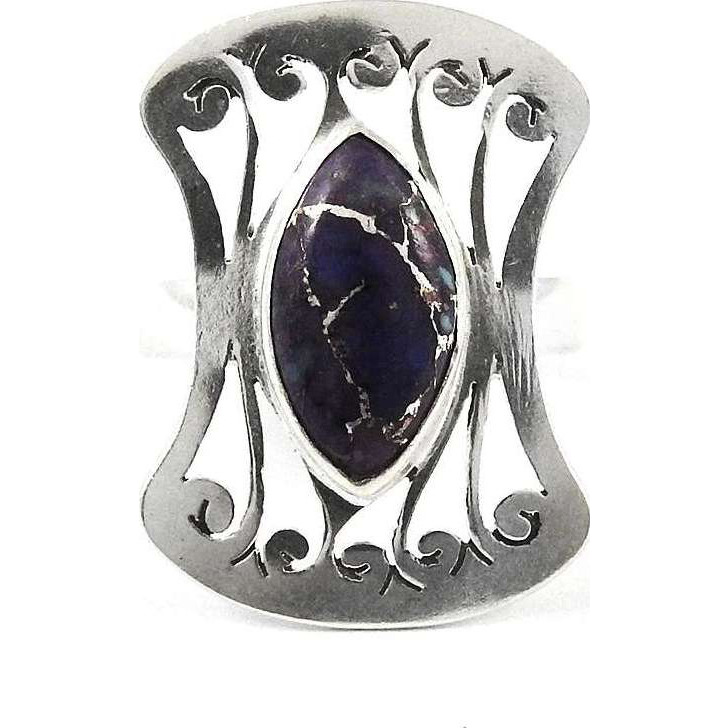 Fantastic Quality Of ! 925 Sterling Silver Purple Copper Turquoise Ring