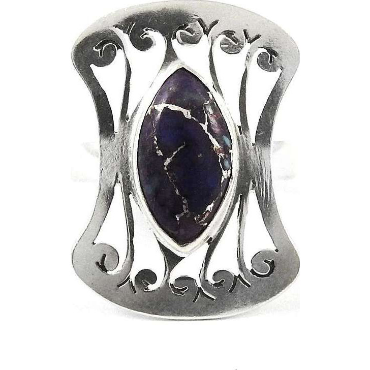 Fantastic Quality Of  925 Sterling Silver Purple Copper Turquoise Ring