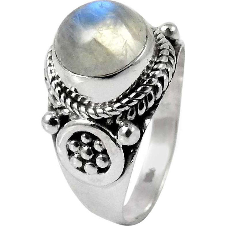 Passionate Love!! Rainbow Moonstone 925 Sterling Silver Ring