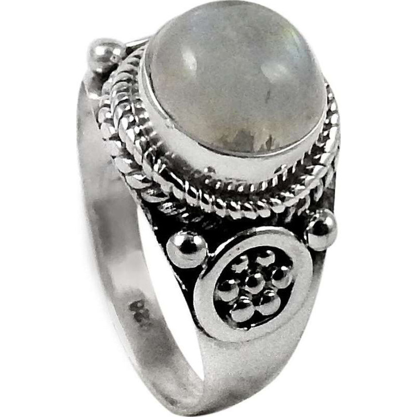 Modern Style Rainbow Moonstone 925 Sterling Silver Ring