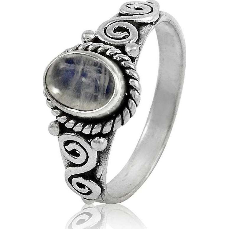 Royal Style ! 925 Sterling Silver Rainbow Moonstone Ring