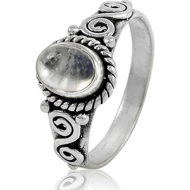 Large Stunning ! 925 Sterling Silver Rainbow Moonstone Ring