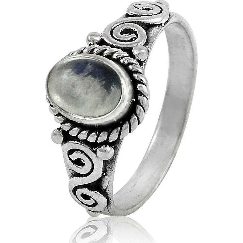 New Design ! 925 Sterling Silver Rainbow Moonstone Ring