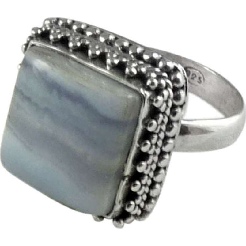 Pale Beauty!! Blue Lace Agate 925 Sterling Silver Ring