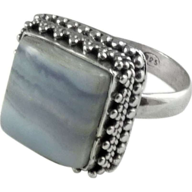 Pale Beauty Blue Lace Agate 925 Sterling Silver Ring