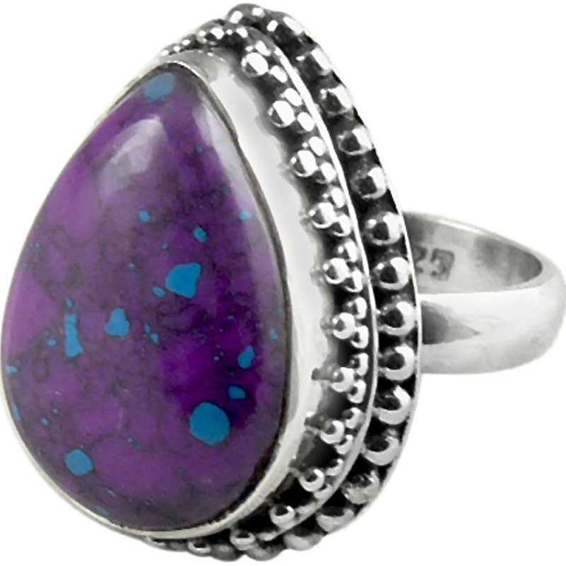 Natural Purple Copper Turquoise 925 Sterling Silver Ring