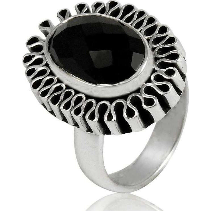 Secret Design!! 925 Silver Black Onyx Ring
