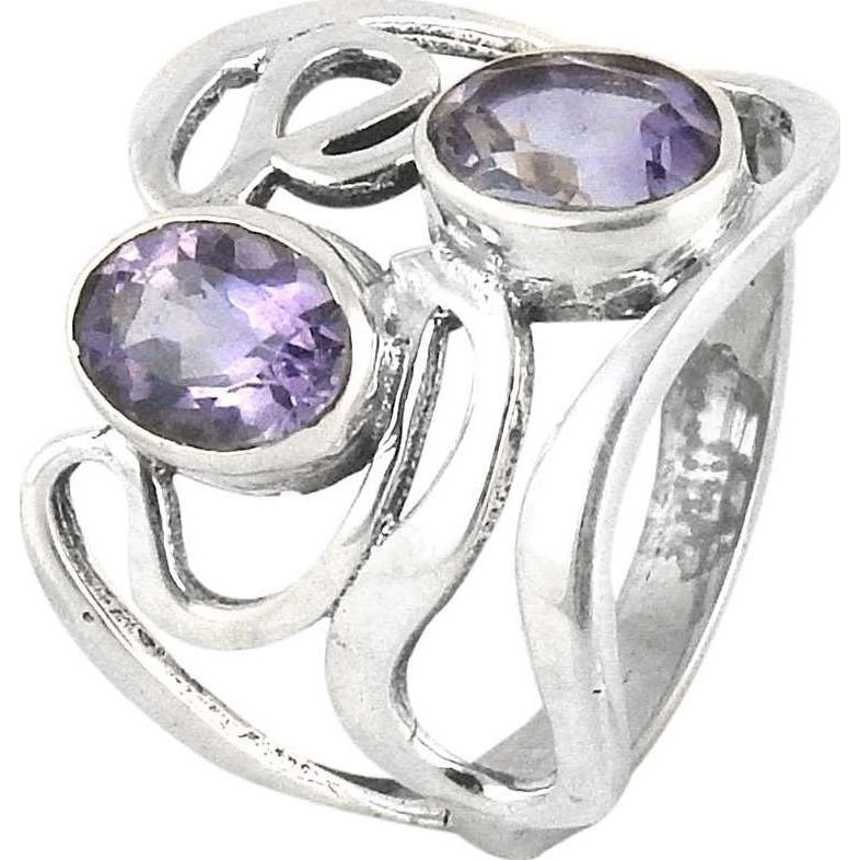 California Style !! Amethyst 925 Sterling Silver Ring