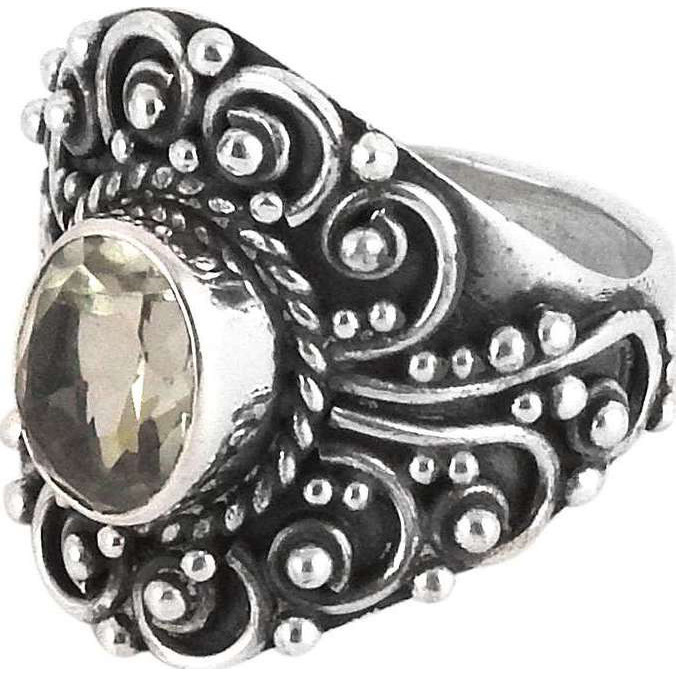Big True Emotion Green Amethyst 925 Sterling Silver Ring