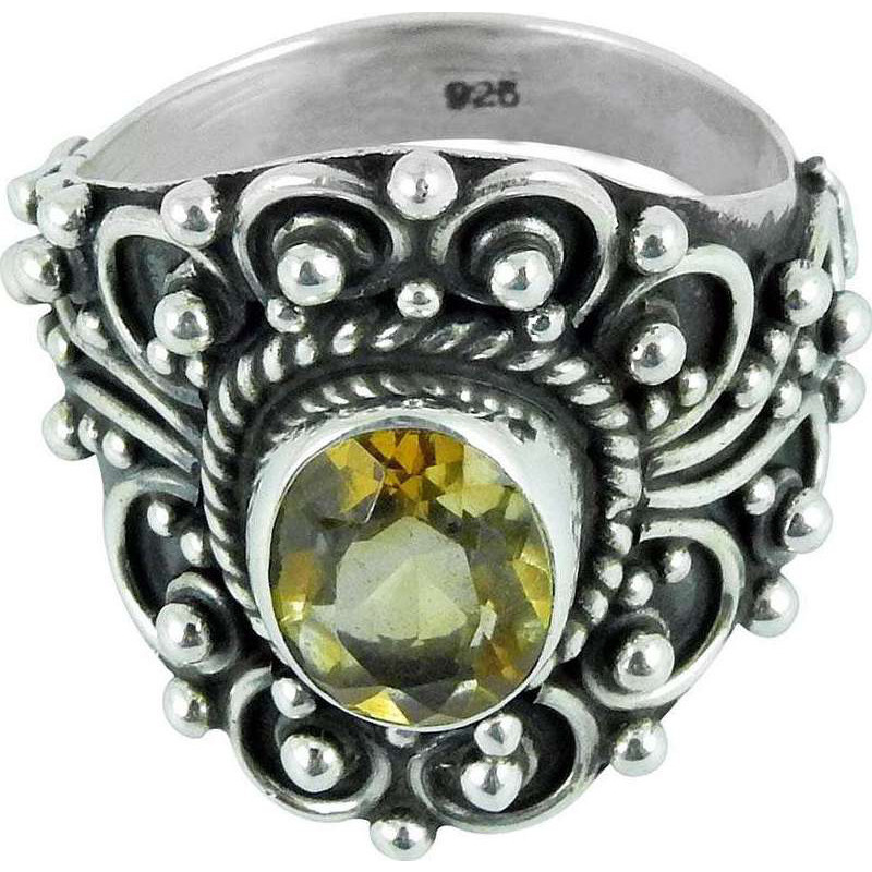 Big Secret Design!! Citrine 925 Sterling Silver Ring