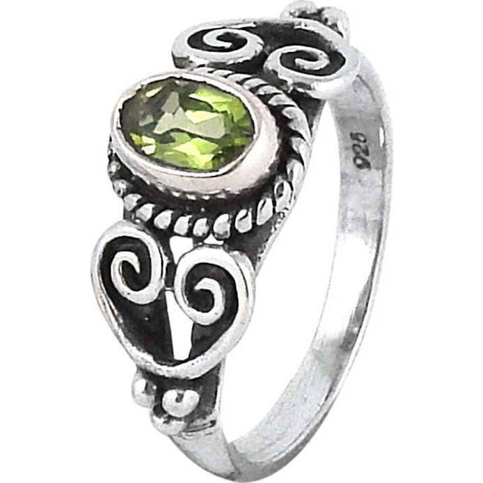 Big Weaving Light Peridot 925 Sterling Silver Rings