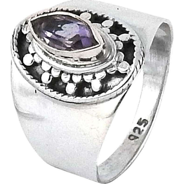 Large Fashion  Amethyst 925 Sterling Silver Ring