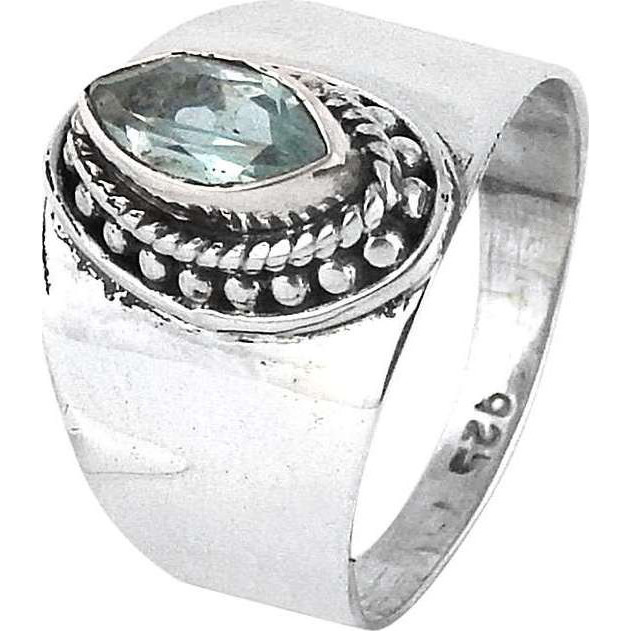 Simple  Blue Topaz 925 Sterling Silver Ring
