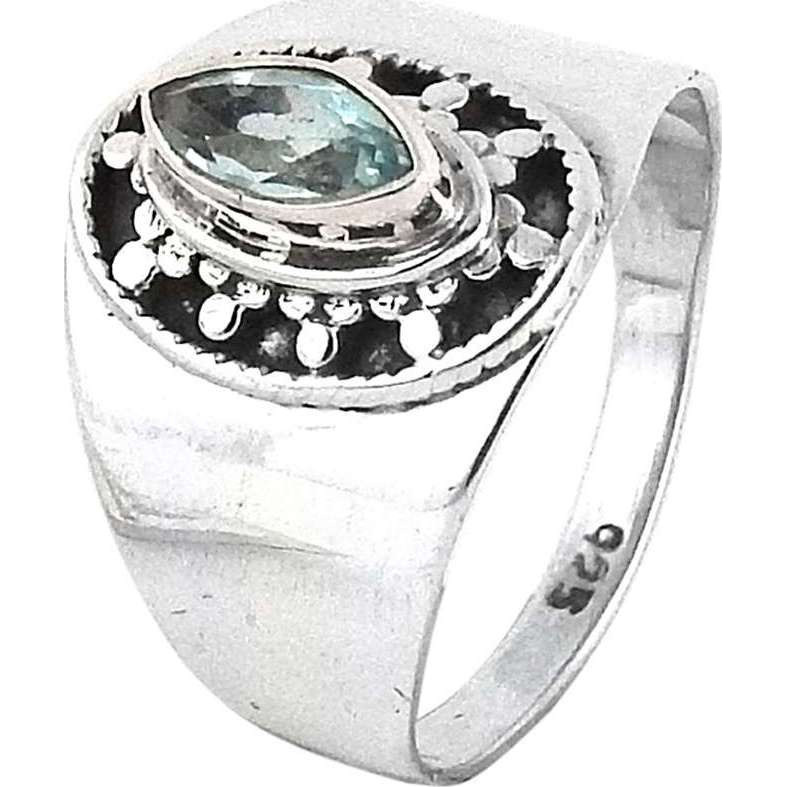 Kiss  Blue Topaz 925 Sterling Silver Ring