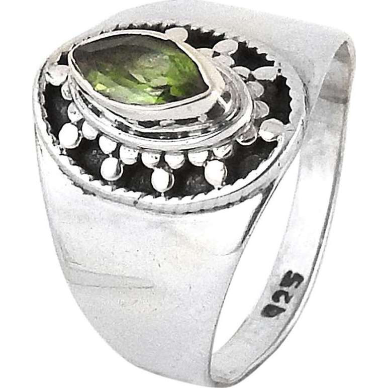 New Faceted ! Peridot 925 Sterling Silver Ring