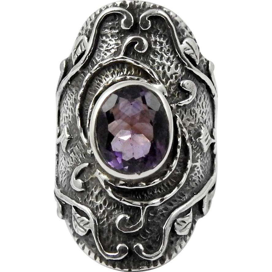 Large Stunning  Amethyst 925 Sterling Silver Ring