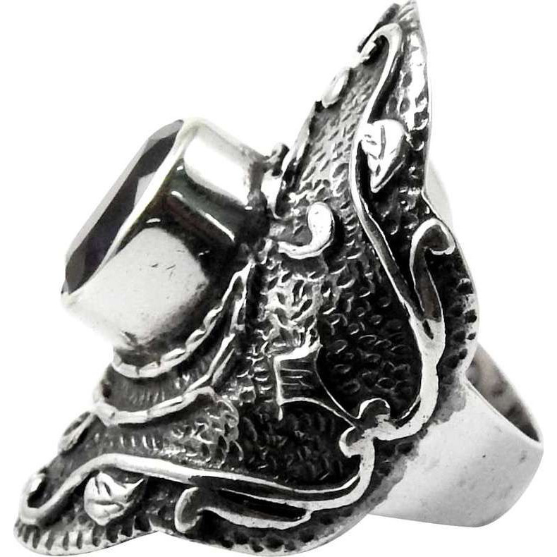 Large Stunning  Amethyst 925 Sterling Silver Ring