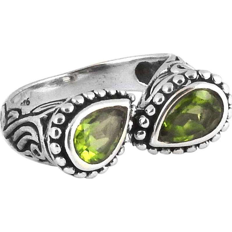 Two Tones Royal Dark Peridot 925 Sterling Silver Rings