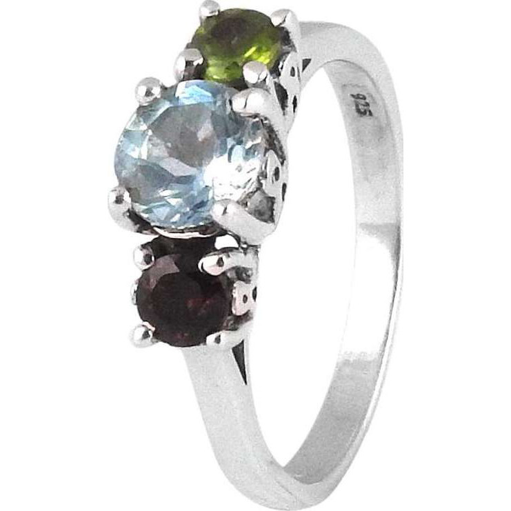 Mystic Princess Peridot, Blue Topaz, Garnet 925 Sterling Silver Rings