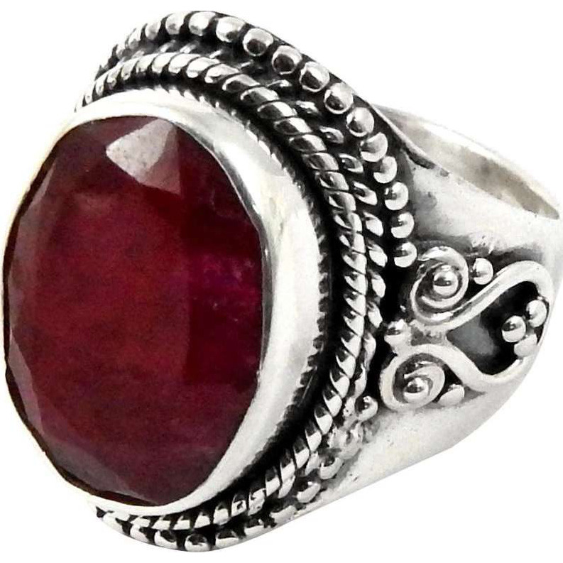 Big Delicate Ruby 925 Sterling Silver Ring