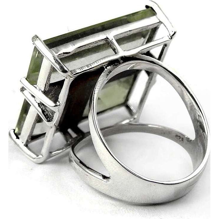 Afternoon Sun!! 925 Sterling Silver Green Amethyst Ring