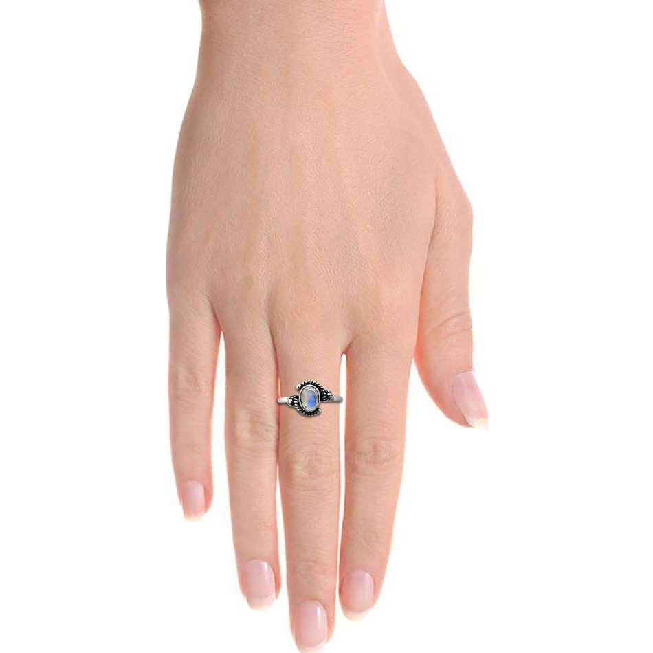 Royal ! 925 Sterling Silver Rainbow Moonstone Ring