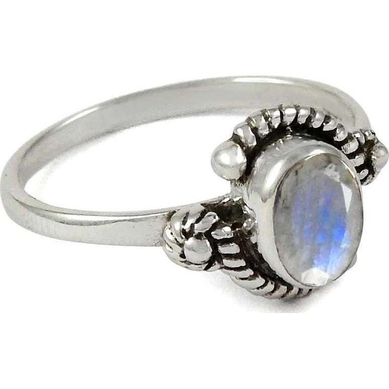 Tropical Glow ! 925 Sterling Silver Rainbow Moonstone Ring