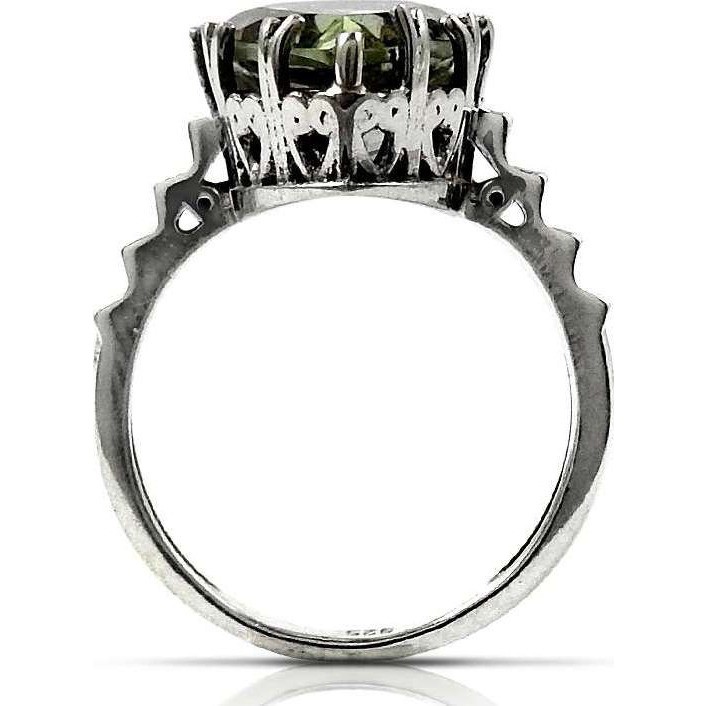 Classy Style! 925 Sterling Silver Green Amethyst Ring