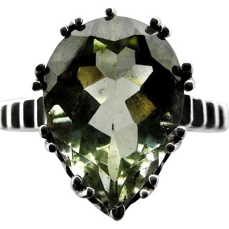 Big Royal 925 Sterling Silver Green Amethyst Ring