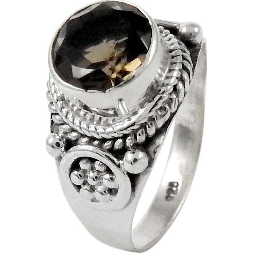 Big Special Moment 925 Sterling Silver Smoky Quartz Ring