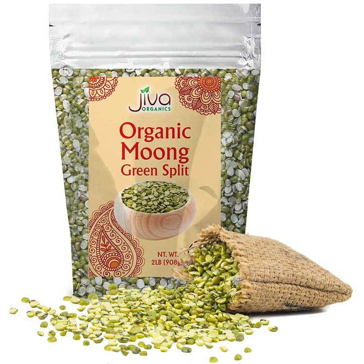 Case of 12 - Jiva Organics Organic Moong Split Green Dal - 2 Lb (908 Gm)