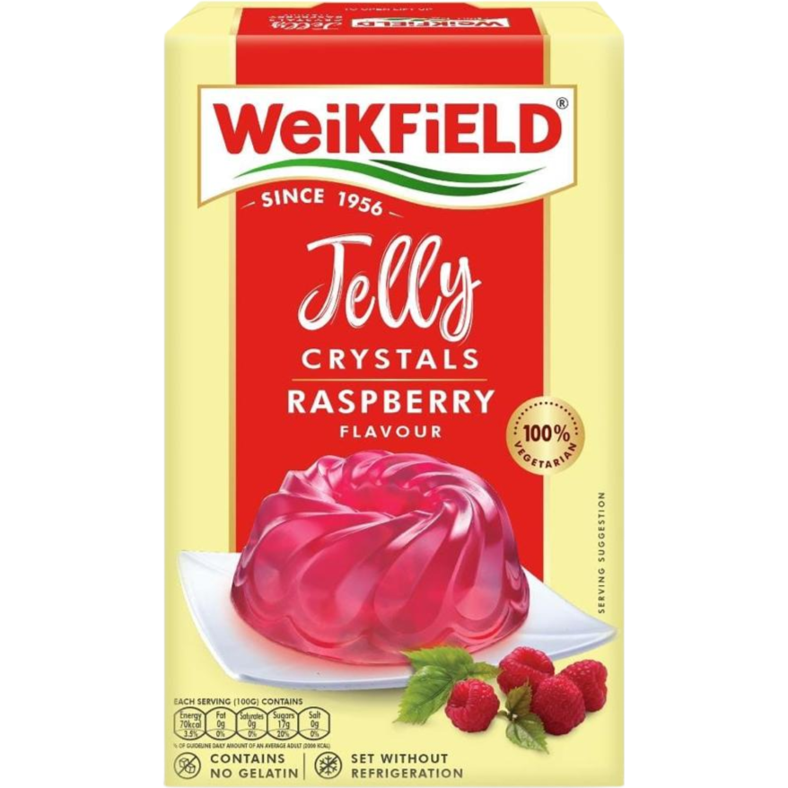 Case of 24 - Weikfield Jelly Crystals Raspberry - 90 Gm (3.14 Oz)
